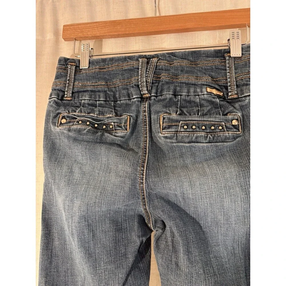 Premium J & M Jeans Studded Jeans BlueButton Fly Mid Rise, Size L Youth